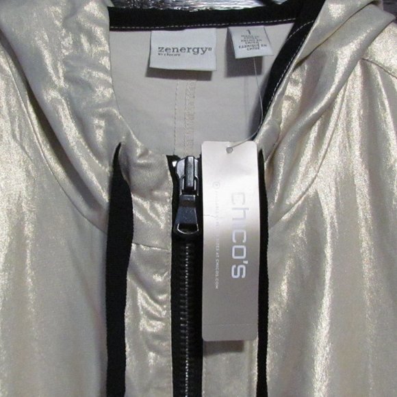Chico's Zenergy Lightweight Gold Shine Anorak Polyester Jacket sz 1 = Med/8 NWT - Picture 4 of 10